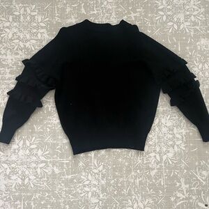 Line & Dot Black Ruffle Sleeve Sweater